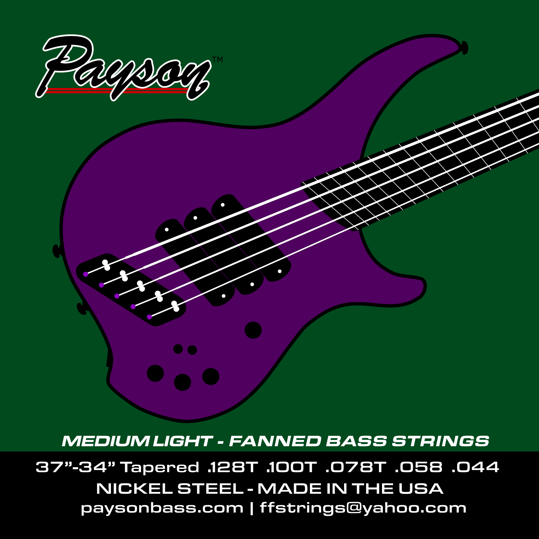 Payson Fanned Fret Nickel Steel 5 String Bass String Set-Medium Light PFNS-ML