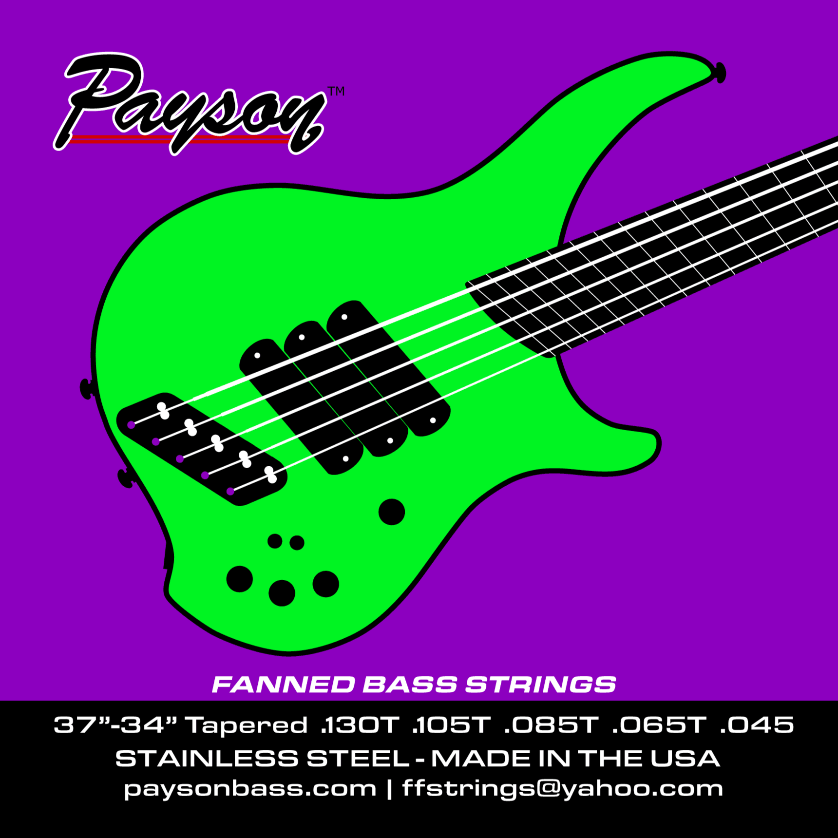Payson Fanned Fret Multi-Scale Stainless Steel 5 String Bass Strings Set PFSS